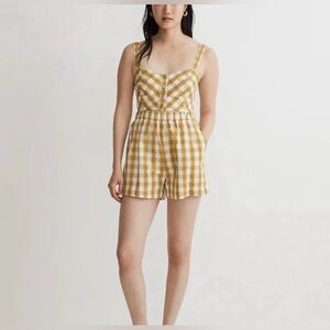 Madewell 3-in-1 Gingham Romper Set Size 14 NWT Chartreuse Citrus Lime